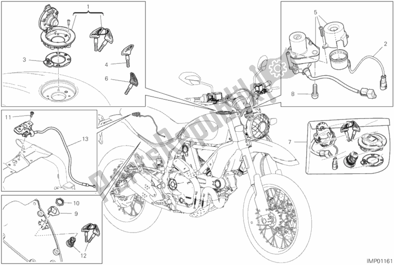 Tutte le parti per il 13e - Dispositivi Elettrici del Ducati Scrambler Desert Sled USA 803 2019